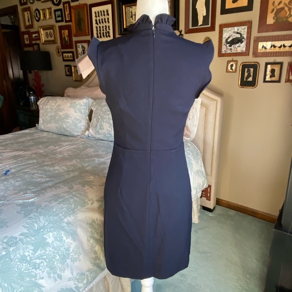 NWT Julie Brown Mya Ruffle Accent Dress, Navy Blue - Picture 4 of 16